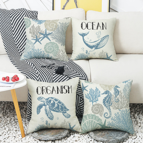Nuevo 4 Fundas De Cojines De Sofá Con Estampado De Océanos.