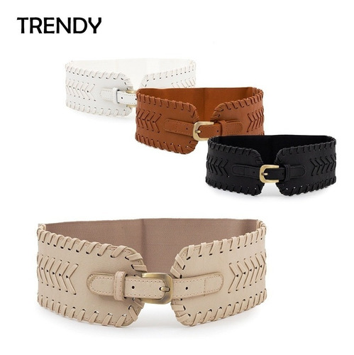 Imagen 3 de 9 de Cinturon Ancho Faja Corset Elastizado Cuero Ecologico Trendy