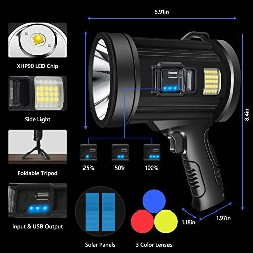 Linterna De Foco 90000 Lumenes Recargable Usb/energia Solar