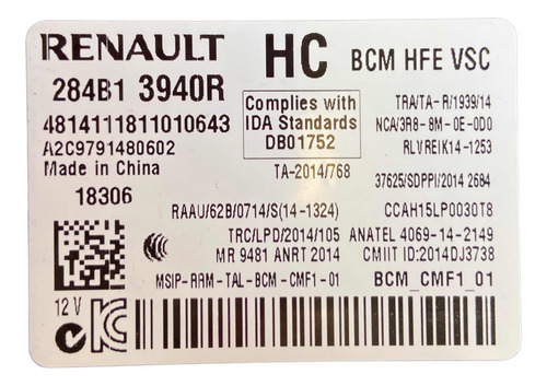 Bcm Módulo De Control De Carrocería Renault Koleos 2017 2022 (Usado)