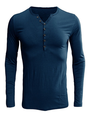 Camiseta De Manga Larga Para Hombre Henley Shirt Undershirt