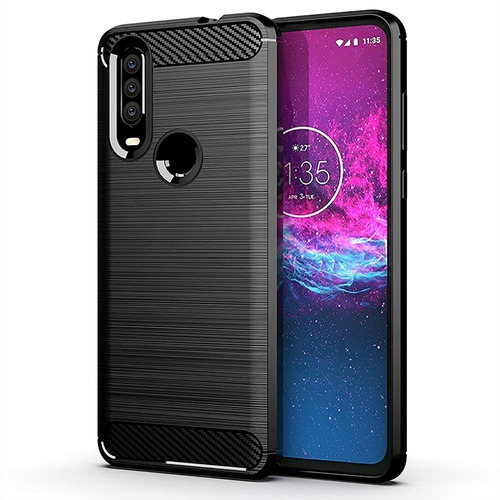 Funda Tpu Carbono Rugged Para Motorola Moto One Macro