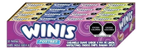 Winis Chicloso Mini Sabor Postres Caramelo Suave Dulce 32 Pz