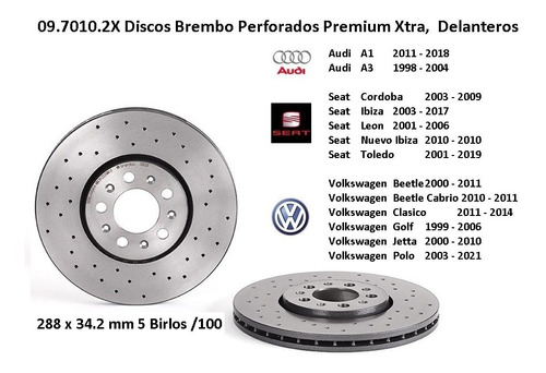 Brembo 09.7010.2x Discos Hiperventilados Perf. 288x25x34.2/5