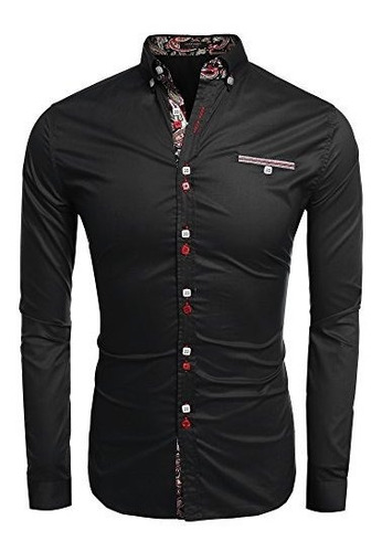 Coofandy Camisa De Vestir Slim Fit Moda Camisa Casual,