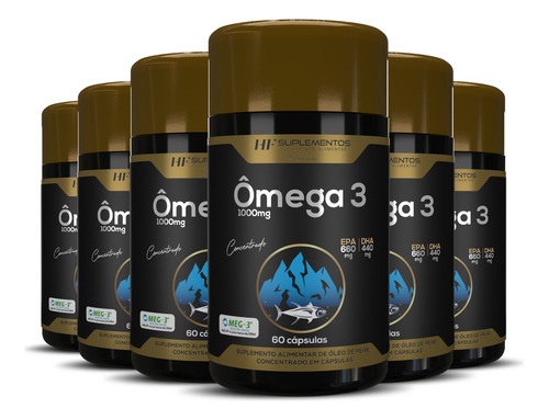 6x Omega 3 Alasca 33/22 Concentrado 1450mg 60caps Hf