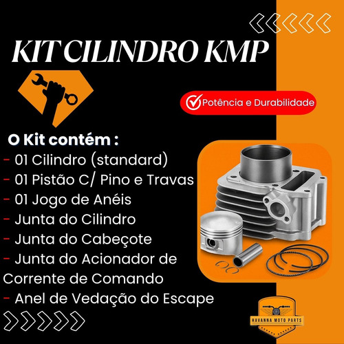 Kit Cilindro Cb 300 (09-15) Pistão Anéis E Juntas Kmp