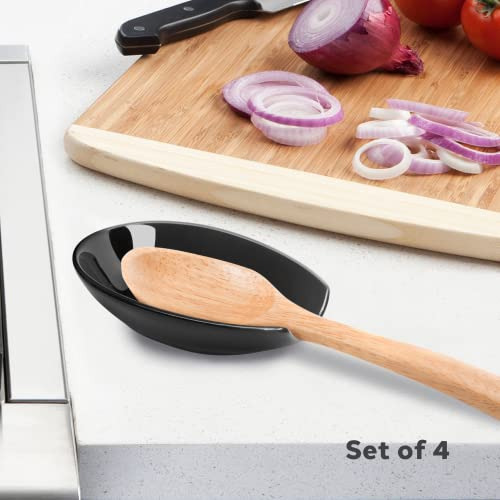 Juego 4 Cucharas Cerámica Soporte Encimera Accesorios Café -
