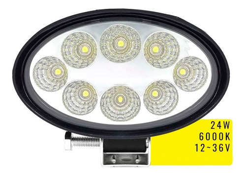 Kit 60 Faróis Led Oval 8 Led 24w 12v 24v Branco Jeep Trator