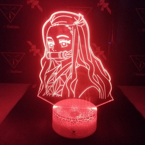 Imagen 4 de 10 de Lámpara 3d Nezuko Kamado Demon Slayer Base Agrietada