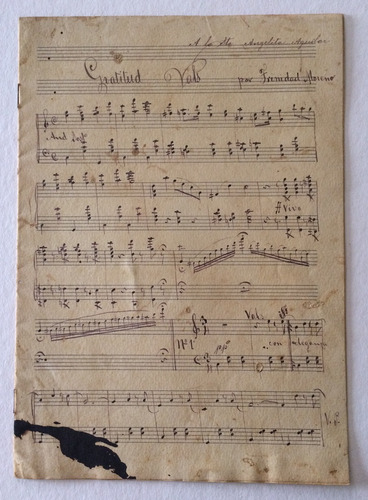 Partitura Musica Manuscrita Antigua Trinidad Moreno 1889 