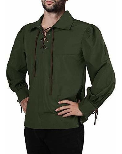 Camisa Pirata Medieval Para Hombre Viking Renaissance Lace U