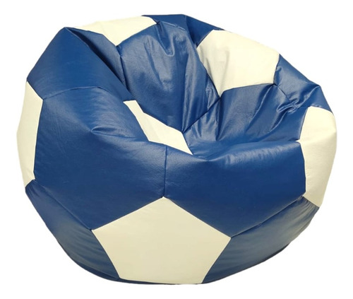 Sillón Puff Balón De Soccer Grande Adulto Azul / Blanco