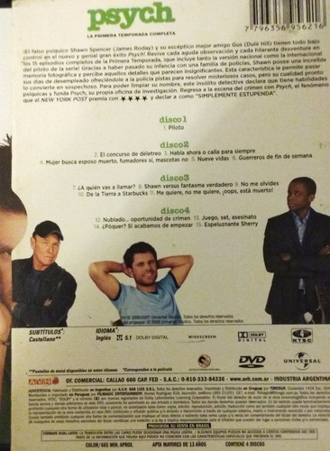 Dvd Serie Psych Primera Temporada Completa (Usado)