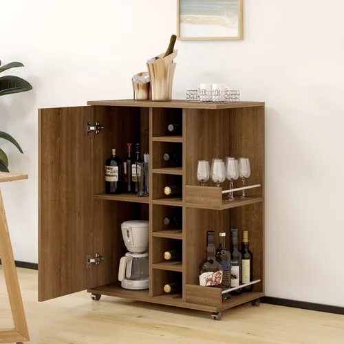 Mueble Bar Con Rueda Multifuncional 60x38x83cm