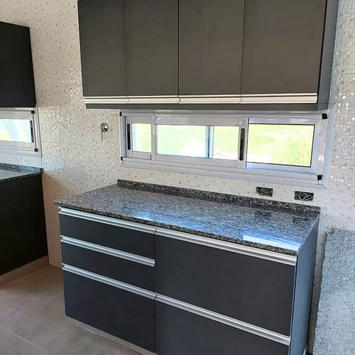 Muebles De Cocina A Medida-alacenas Bajo Mesada Mdf Meamina Gris Oscuro