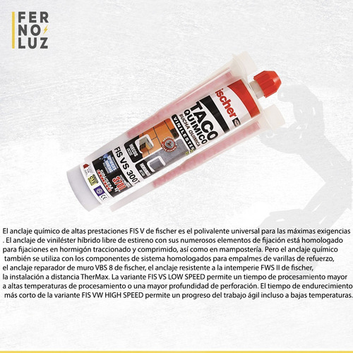 Sellador Anclaje Quimico De Inyeccion Fis Vs 300 Fischer