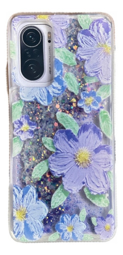 Funda Premium Flor Glitter Liquido Para Xiaomi Mi 10t 10tpro