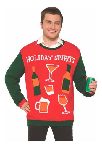 Sweater Forum Novelties Ugly Christmas Red Holiday Spirits