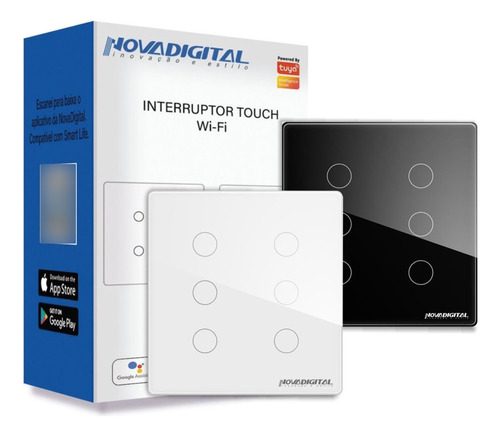 Interruptor Touch 6 Botões 4x4 Wifi + Rf 433mhz Novadigital