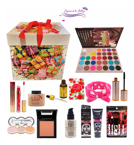 Kit Maquillaje Completo +kit Cuidado Facial + Caja De Regalo