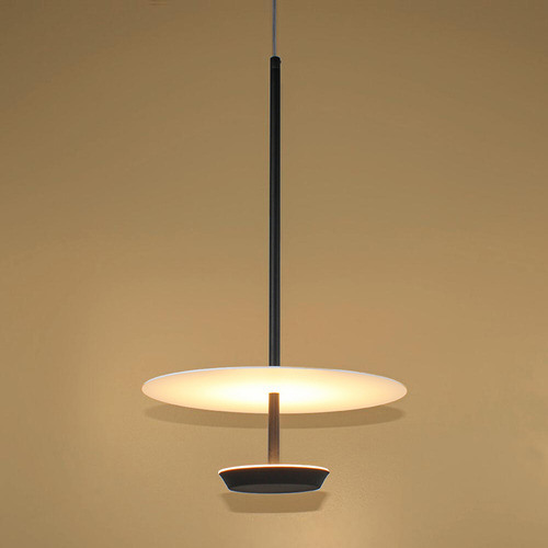 Pendente Led Disco Rebatedor Luz Indireta Preto Pd2144
