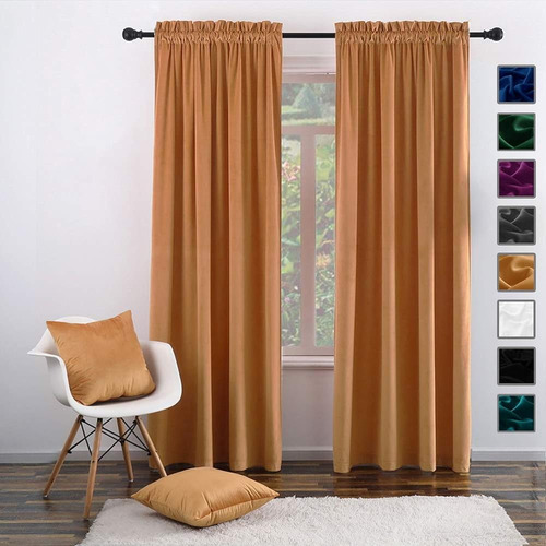 Cortinas Gemelas De Terciopelo Opaco Súper Suave Con 2 Funda