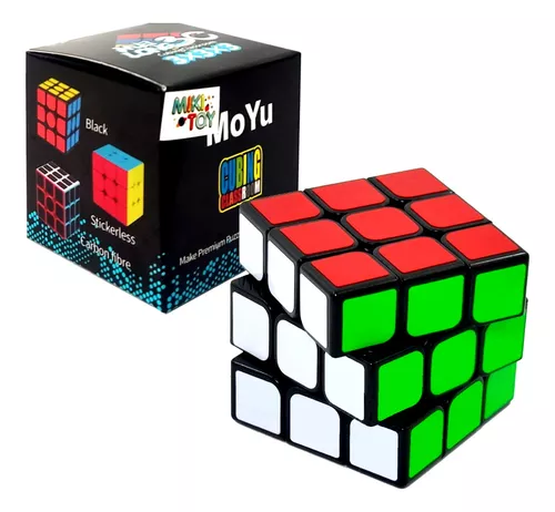 Cubo Mágico Profissional 3x3 Preto Adesivado Moyo