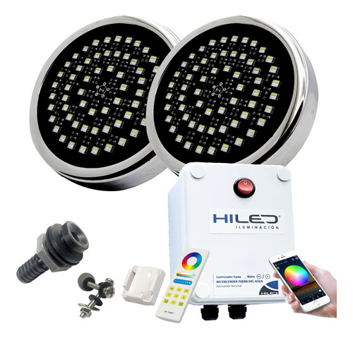 2 Luces Para Pileta Led Rgbw 20w +fuente+control Remoto+wifi