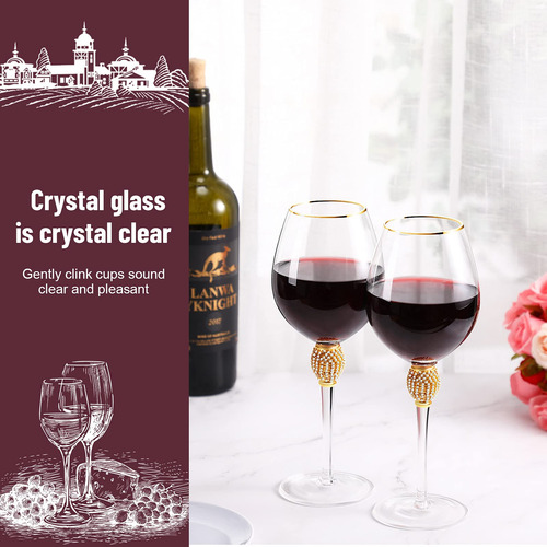 Copas De Vino Tinto Con Diamantes De Imitación Con Borde En