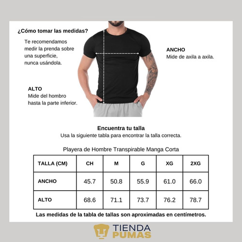 Jersey Playera Fútbol Dryfit Pumas Unam Hombre Logo Monocrom