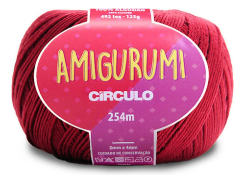 Linha Fio Amigurumi Círculo 254m 100% Algodão - Trico Croche Cor MARSALA 7136