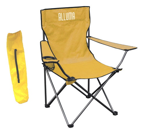 Silla Plegable Portátil Camping Amarilla Con Estuche Alluma