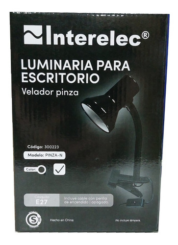 Imagen 2 de 3 de Velador De Mesa Con Pinza Interelec Gx6319 Zocalo E-27