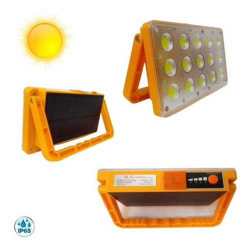 Lámpara Led Solar Recargable Emergencia Portátil + Powerbank Color Naranja