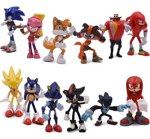 12 Peças De Boneca De Brinquedo Sonic De 7 Cm Sonic Shadow T
