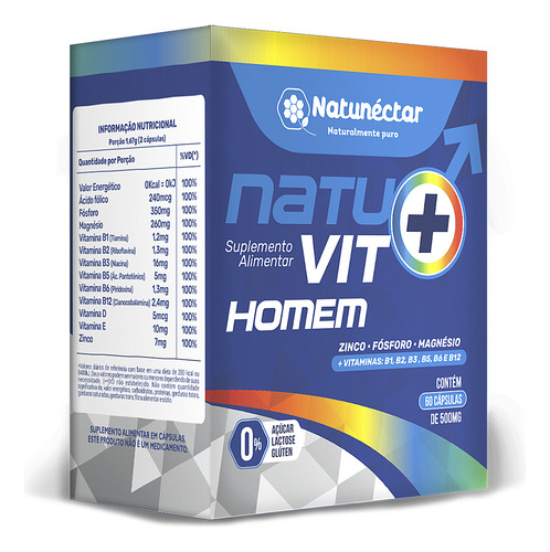 Suplemento Vitaminas Minerais Essenciais P/ Homens 60 Cáps
