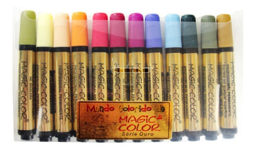 Caneta Magic Color Marcador Permanente C/12 Cores 642-0