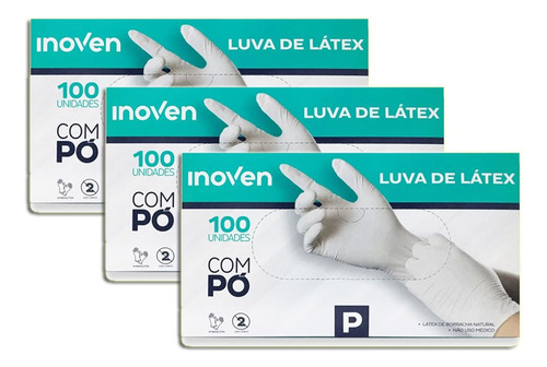 Luva De Látex Branca Com Pó Inoven Tamanho P Kit 3