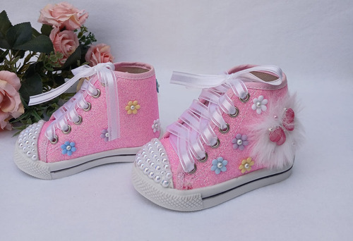 Tênis Infantil Com Gliter Jardim Encantado Personalizado