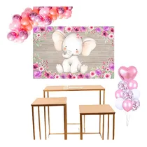 Comprar Fondo De Tela Elefante Bebe Rosa Baby Shower, Bautismo Candy