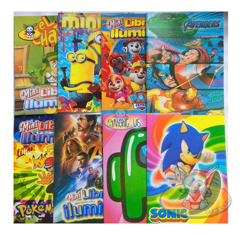 50 Mini Librito P/ Colorear + 300 Crayolas Premio Didáctico