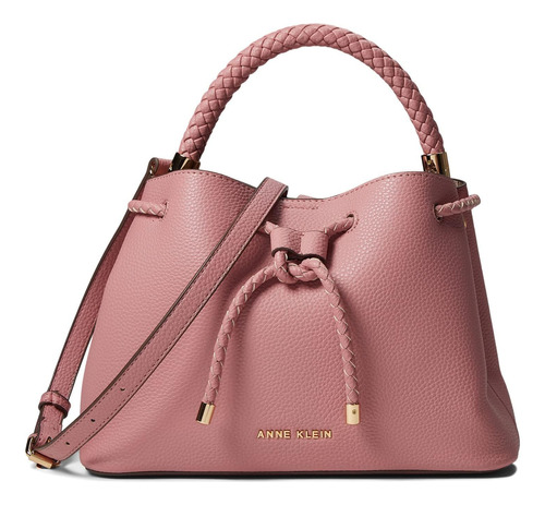 Bolso Satchel Con Asa Trenzada Anne Klein, Rosa Vintage