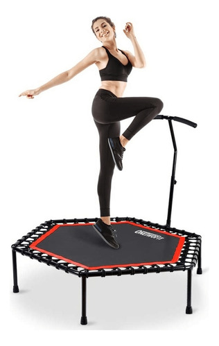Trampolín Deportivo Hexagonal Fitness Con Parante Regulable