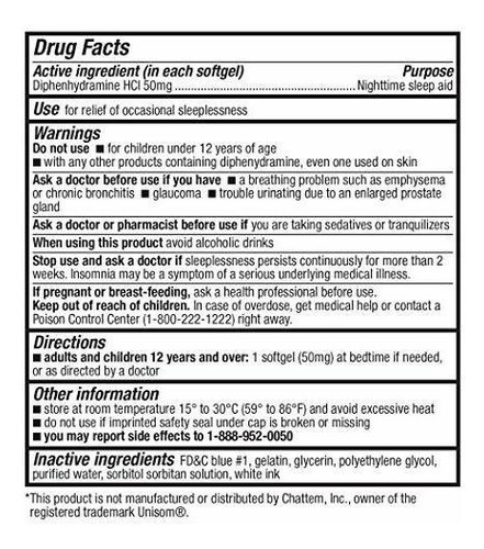 Healtha2z Sleep Aid, Difenhidramina Hcl 50 Mg, 250 Cápsulas