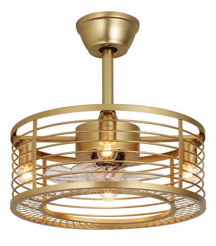 comprar Ventiladores De Techo Con Jaula Dorada Con Luces Y Control R