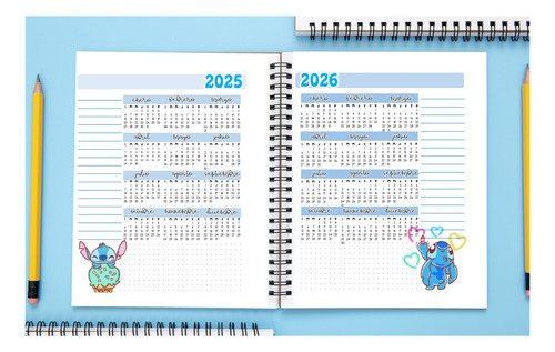 Agenda Directivos 2025-2026 Stich Disney Medio Oficio Azul Claro Directiva Stich 2026 2026