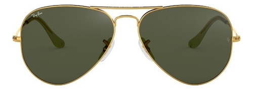 Óculos de sol polarizados Ray-Ban Aviator Classic Large, design Piloto, cor polished black armação de metal cor polished black, lente green de cristal clássica, haste polished black de metal - RB3025