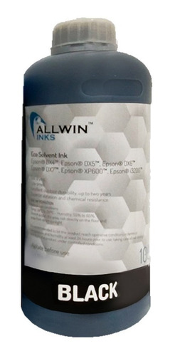 Tinta Allwin Eco Solvente Dx4 Dx5 Dx6 Dx7 I3200 Xp600 Negro