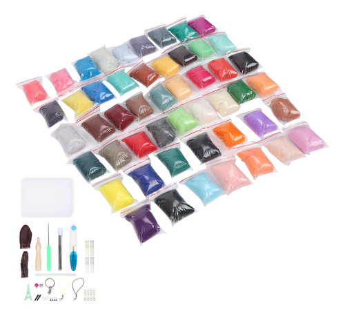 Kit De Fieltro De Lana Con Aguja, 50 Colores, Suministros De